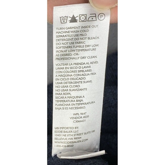 Eddie Bauer Sweater Adult Men Large Dark Blue Fleece Henley Pullover Snap Button - Picture 14 of 16